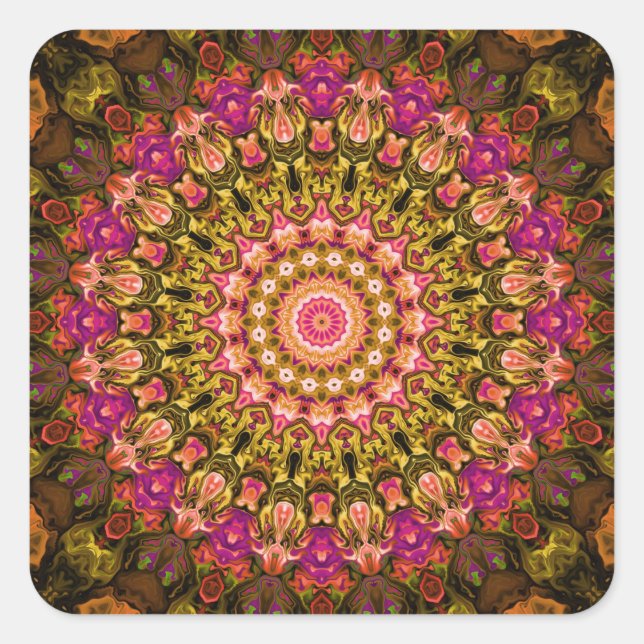Pegatina Cuadrada beautiful textile carpet mandala pattern (Anverso)