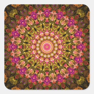 Pegatina Cuadrada beautiful textile carpet mandala pattern