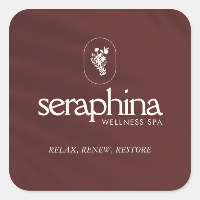 Pegatina Cuadrada Beauty, Boutique, Spa Maroon (Anverso)