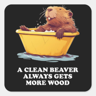 Pegatina Cuadrada Beaver Lover Bath