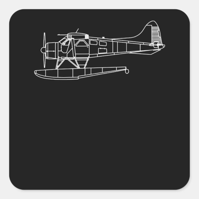 Pegatina Cuadrada Beaver On Floats Sea Plano Pilot Front & Back (Anverso)
