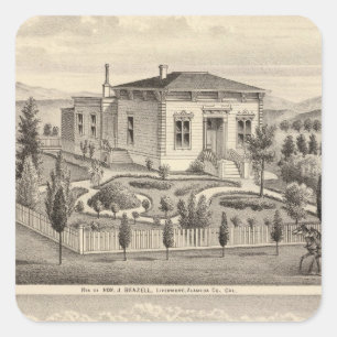 Pegatina Cuadrada Beazell, residencias inglesas, granjas