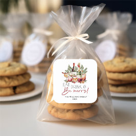 Pegatina Cuadrada Beba y sé feliz Navidad