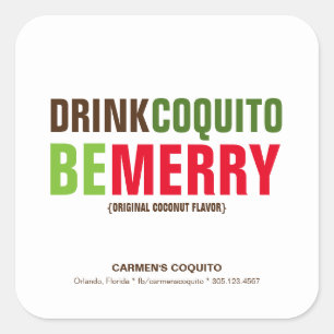 Pegatina Cuadrada Bebe Coquito Feliz Navidad