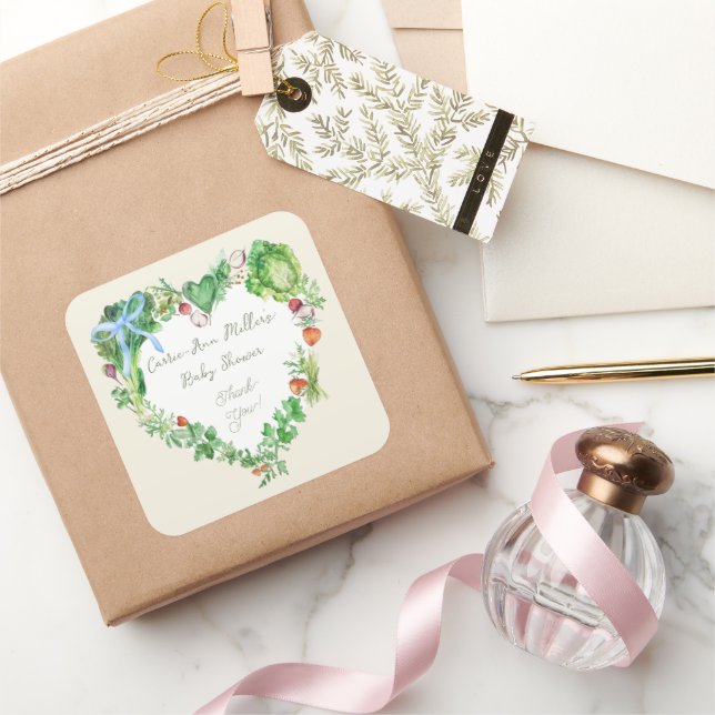 Pegatina Cuadrada Bebé De Crecimiento Local En Camino De Baby Shower (Regalar)