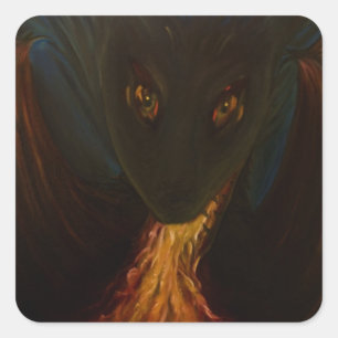 Pegatina Cuadrada Bebé de dragón