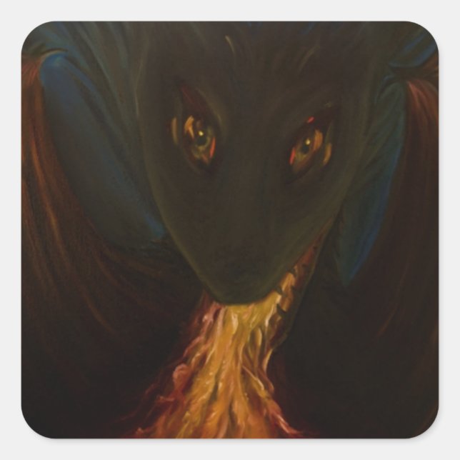 Pegatina Cuadrada Bebé de dragón (Anverso)