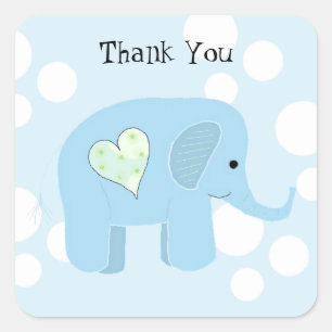 Pegatina Cuadrada Bebé Elefante Adorable Gracias