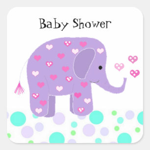 Pegatina Cuadrada Bebé Elefante Adorable Gracias