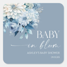 Bebé En Floración Azul Polvoriento Floral Baby Sho