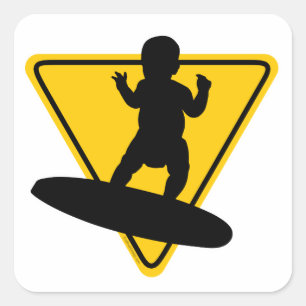 Pegatina Cuadrada Bebé en (Surf) Board