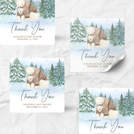 Pegatina Cuadrada Bebé, está frío fuera de Baby Shower