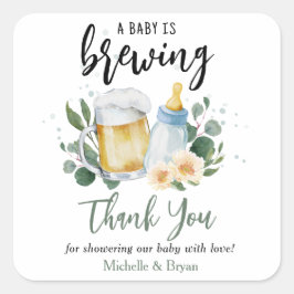 Pegatina Cuadrada Bebé está preparando vegetación Baby Shower Gracia