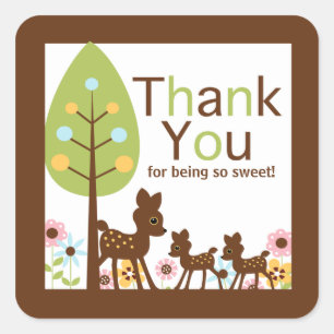 Pegatina Cuadrada Bebé gemelos venados con múltiples invitaciones a 