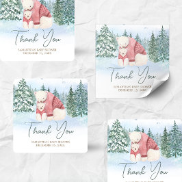 Pegatina Cuadrada Bebé, hace frío fuera del Baby Shower invernal