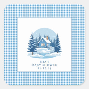 Pegatina Cuadrada Bebé, hace frío fuera del Baby Shower invernal