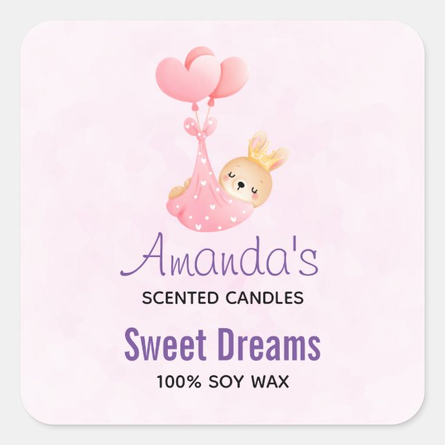 Pegatina Cuadrada Bebé pequeño conejo en una canela de bolsillo (Anverso)