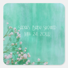 Pegatina Cuadrada Bebés temáticos primaverales en Baby Shower de los