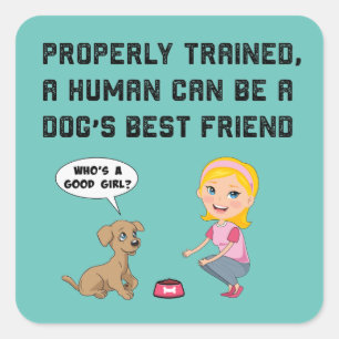 Pegatina Cuadrada Bebida de los perros mejor amigo