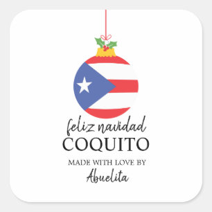 Pegatina Cuadrada Bebida de Navidades de coco tropical