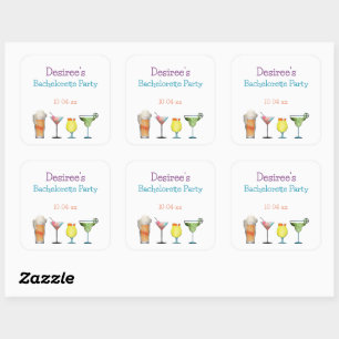 Pegatina Cuadrada Bebidas afrutadas personalizadas para despedida de