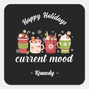 Pegatina Cuadrada Bebidas de chocolate para navidades