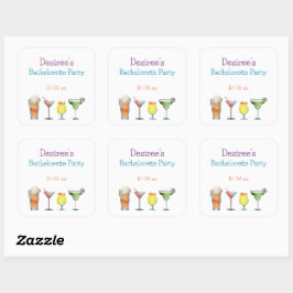 Pegatina Cuadrada Bebidas Frutales Personalizadas para Despedida de 