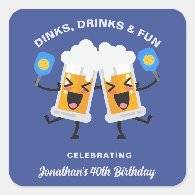 Pegatina Cuadrada Bebidas y bebidas Personalizado Cerveza cerdos Per (Anverso)