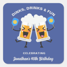 Pegatina Cuadrada Bebidas y bebidas Personalizado Cerveza cerdos Per