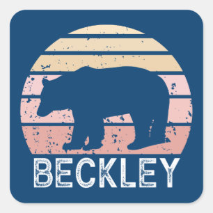 Pegatina Cuadrada Beckley West Virginia Retro Bear