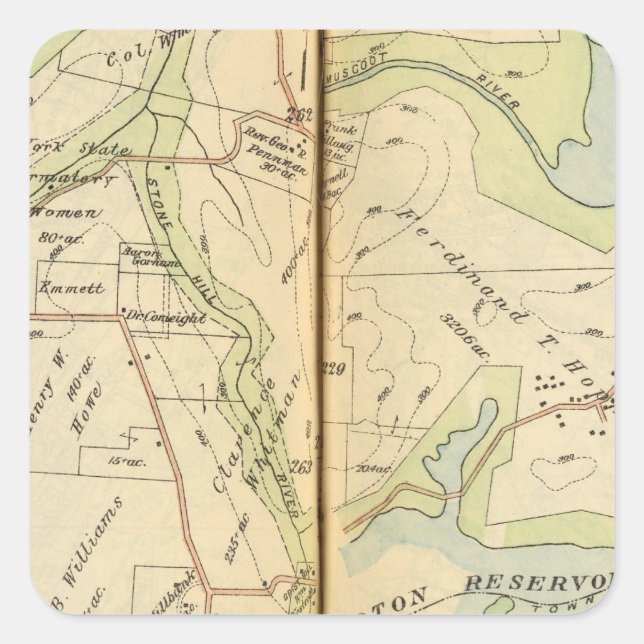 Pegatina Cuadrada Bedford, Nueva York 3 (Anverso)