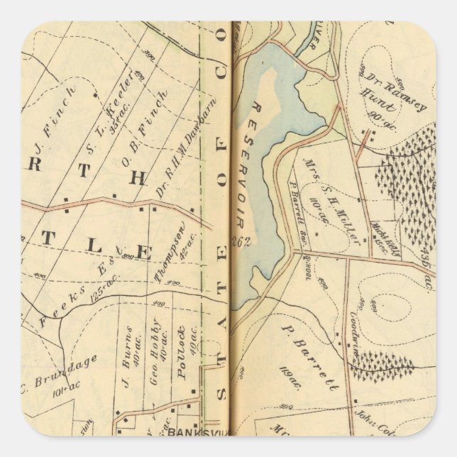 Pegatina Cuadrada Bedford, Nueva York 5 (Anverso)