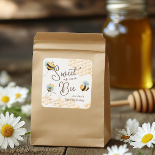 Pegatina Cuadrada Bee Birthday