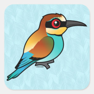 Pegatina Cuadrada Bee-eater europeo Birdorable