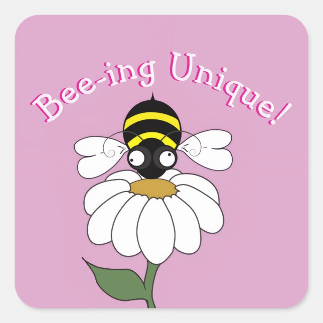 Pegatina Cuadrada Bee-ing Unique Sticker (Anverso)