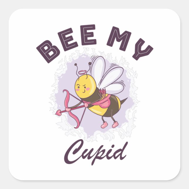 PEGATINA CUADRADA BEE MY CUPID (Anverso)