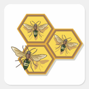 Pegatina Cuadrada Bee on Homeycomb