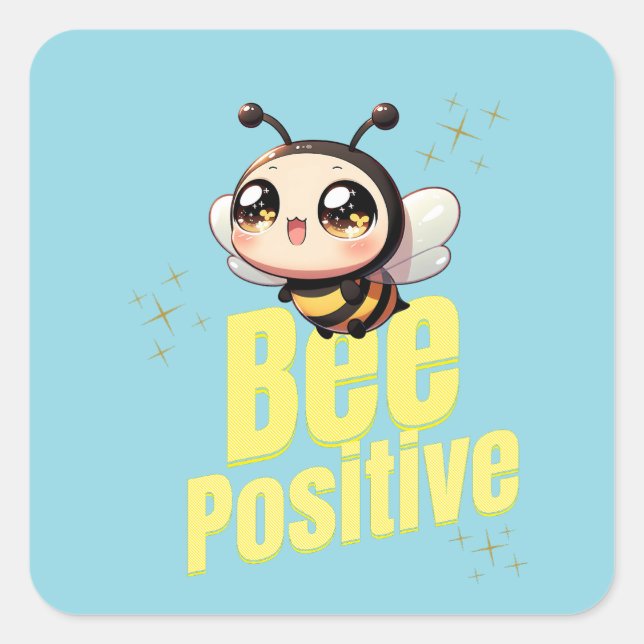 Pegatina Cuadrada Bee Positivo (Anverso)