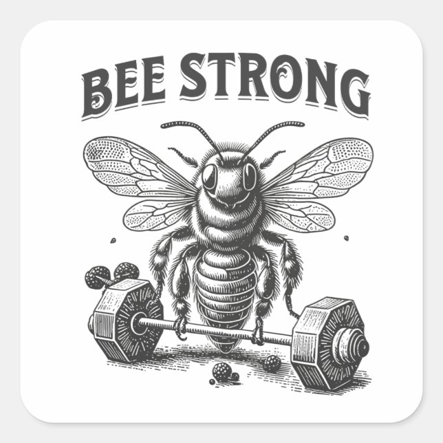 Pegatina Cuadrada Bee Strong (Anverso)