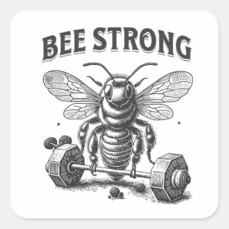 Pegatina Cuadrada Bee Strong