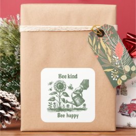 Pegatina Cuadrada Bee Vintage Sunflower Gardening for Home gardeners