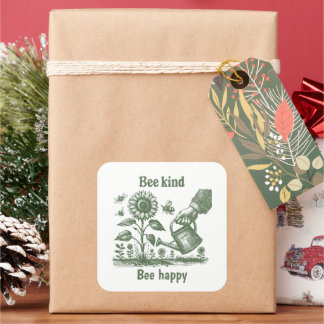 Pegatina Cuadrada Bee Vintage Sunflower Gardening for Home gardeners