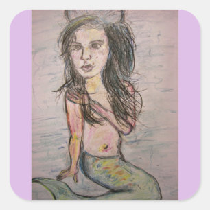 Pegatina Cuadrada Beehive Mermaid
