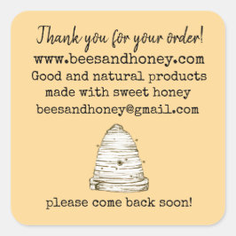 Pegatina Cuadrada Beekeeper Apiary Gracias Por Tu Pedido