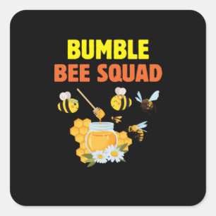Pegatina Cuadrada Beekeeper Gift   Familia Bumble Bee Squad