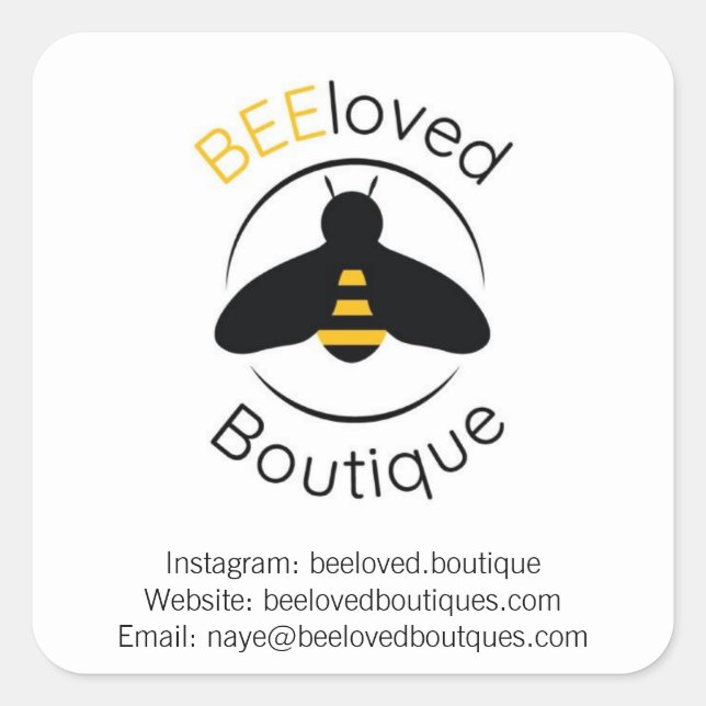 Pegatina Cuadrada Beeloved.Boutique (Anverso)