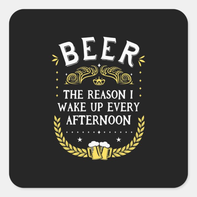 Pegatina Cuadrada Beer Beer Beer Cada Tarde (Anverso)