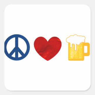 Pegatina Cuadrada Beer de amor de paz