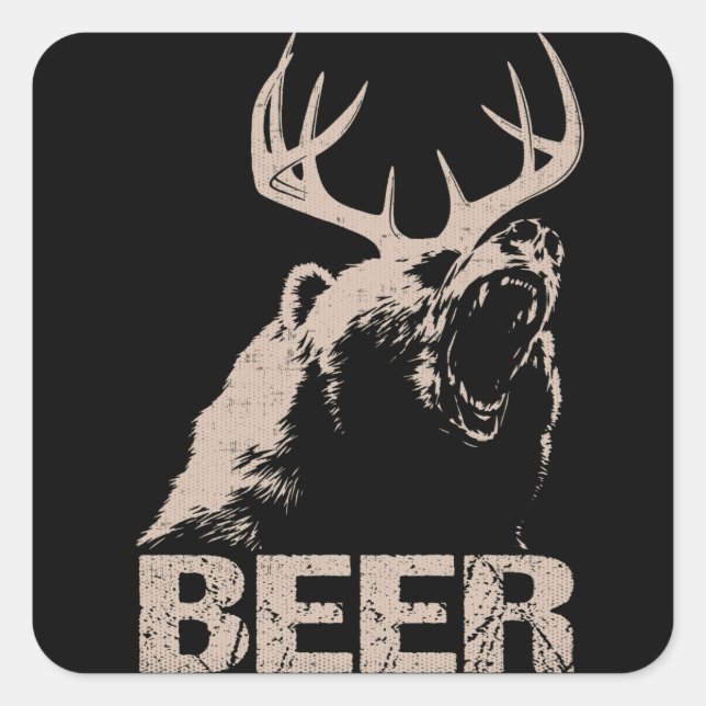 Pegatina Cuadrada Beer Deer Bear (Anverso)