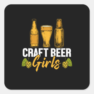 Pegatina Cuadrada Beer Drinker Craft Beer Girls Birthday